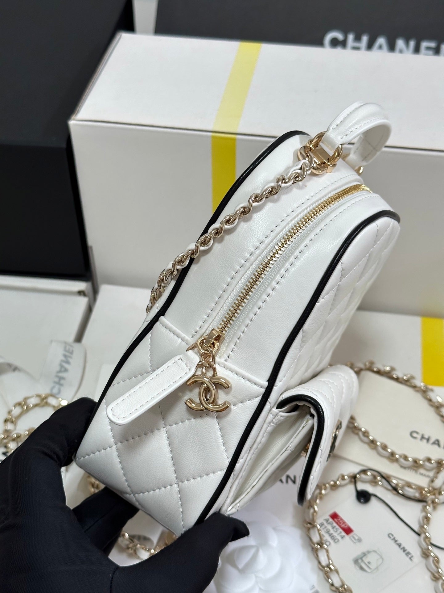 CC 25P Mini Backpack 18 White Black Lambskin Gold Hardware 243521 mysite