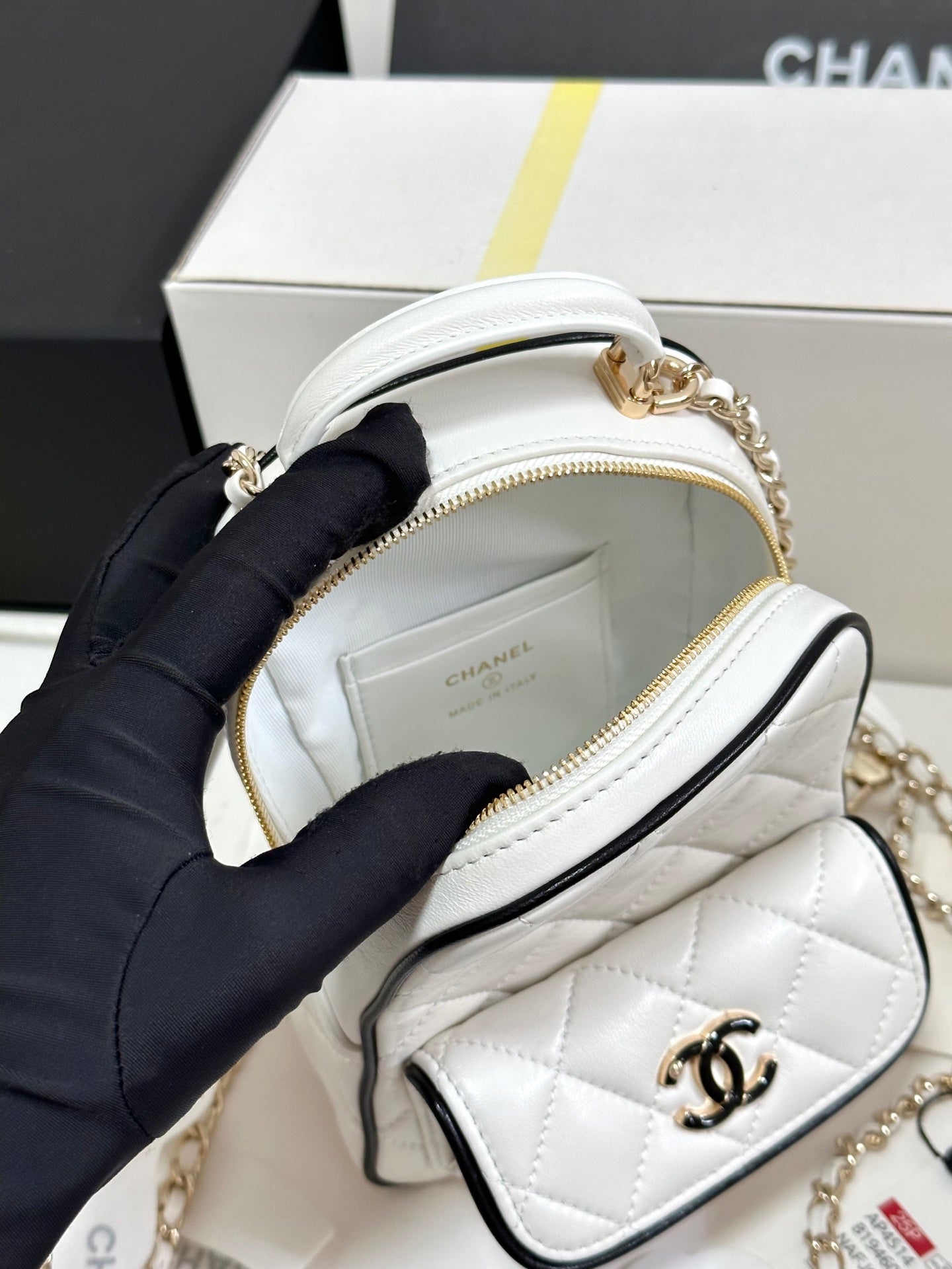 CC 25P Mini Backpack 18 White Black Lambskin Gold Hardware 243521 mysite