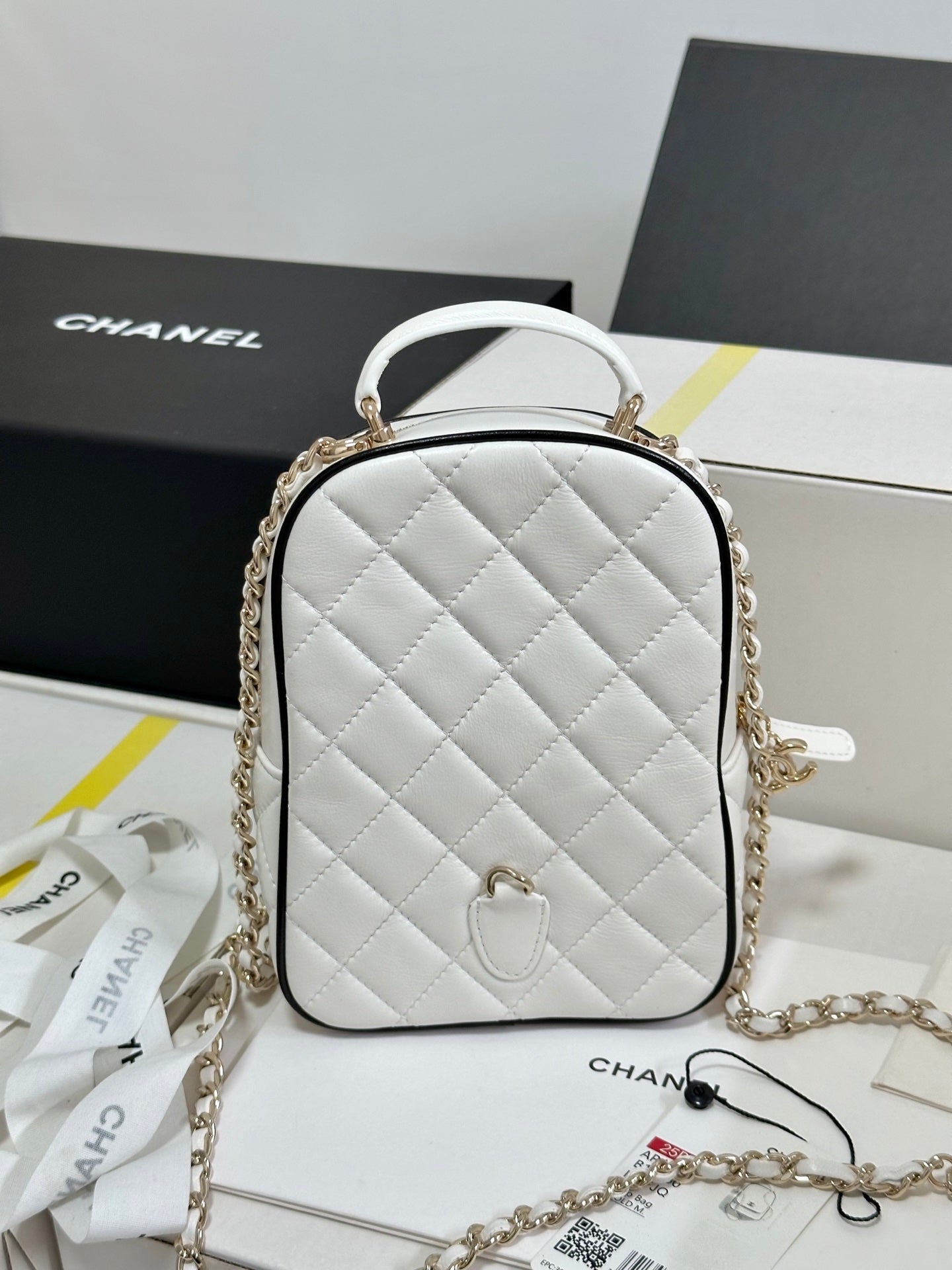 CC 25P Mini Backpack 18 White Black Lambskin Gold Hardware 243521 mysite