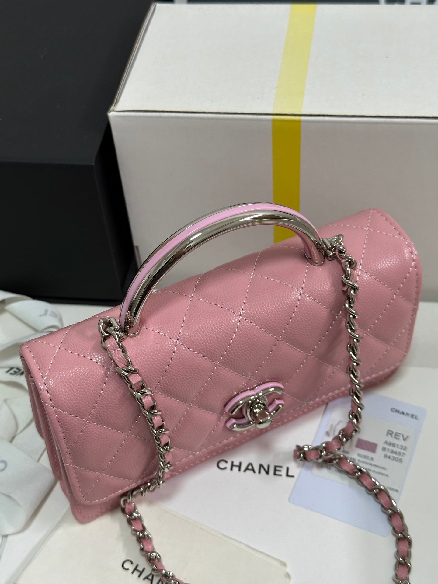 CC 25P Wallet Woc Handle 17cm Pink Pastel Leather Silver Hardware 243439 mysite