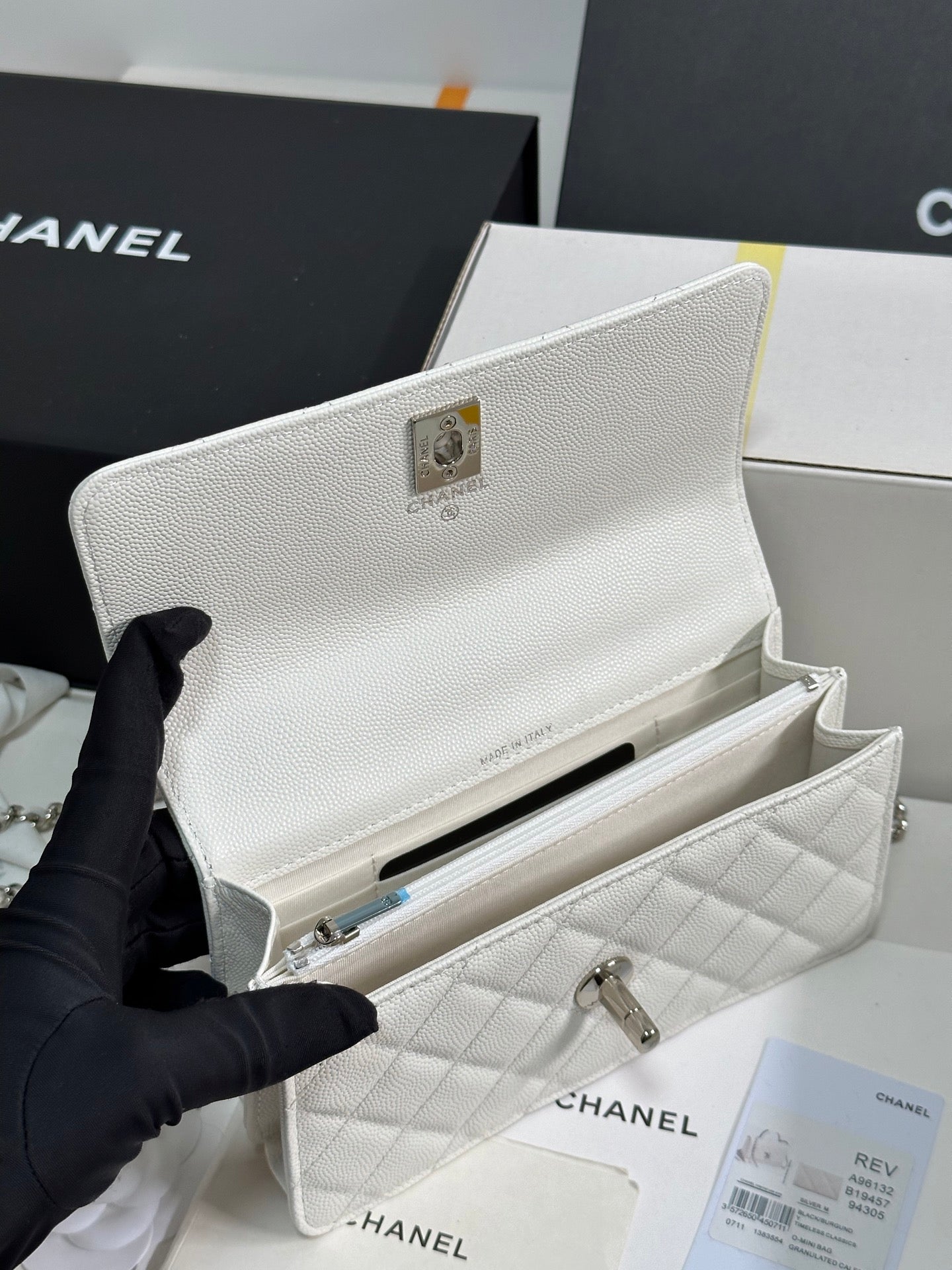 CC 25P Wallet Woc Handle 17cm White Leather Silver Hardware 243442 mysite