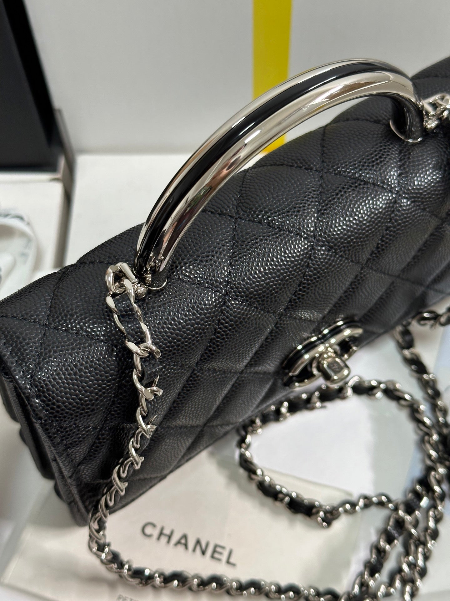 CC 25P Wallet Woc Handle 17cm Black Leather Silver Hardware 243445 mysite