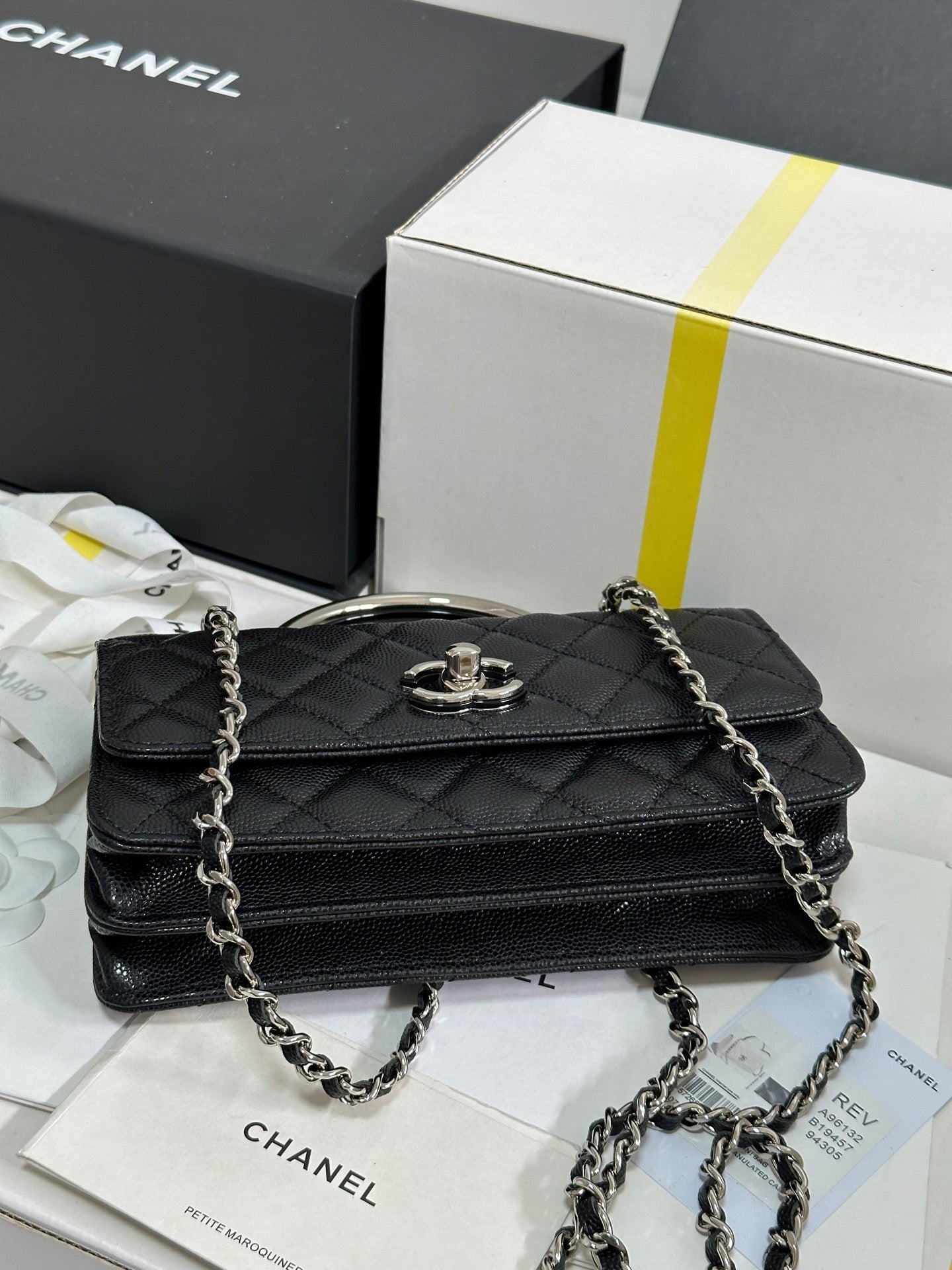 CC 25P Wallet Woc Handle 17cm Black Leather Silver Hardware 243445 mysite