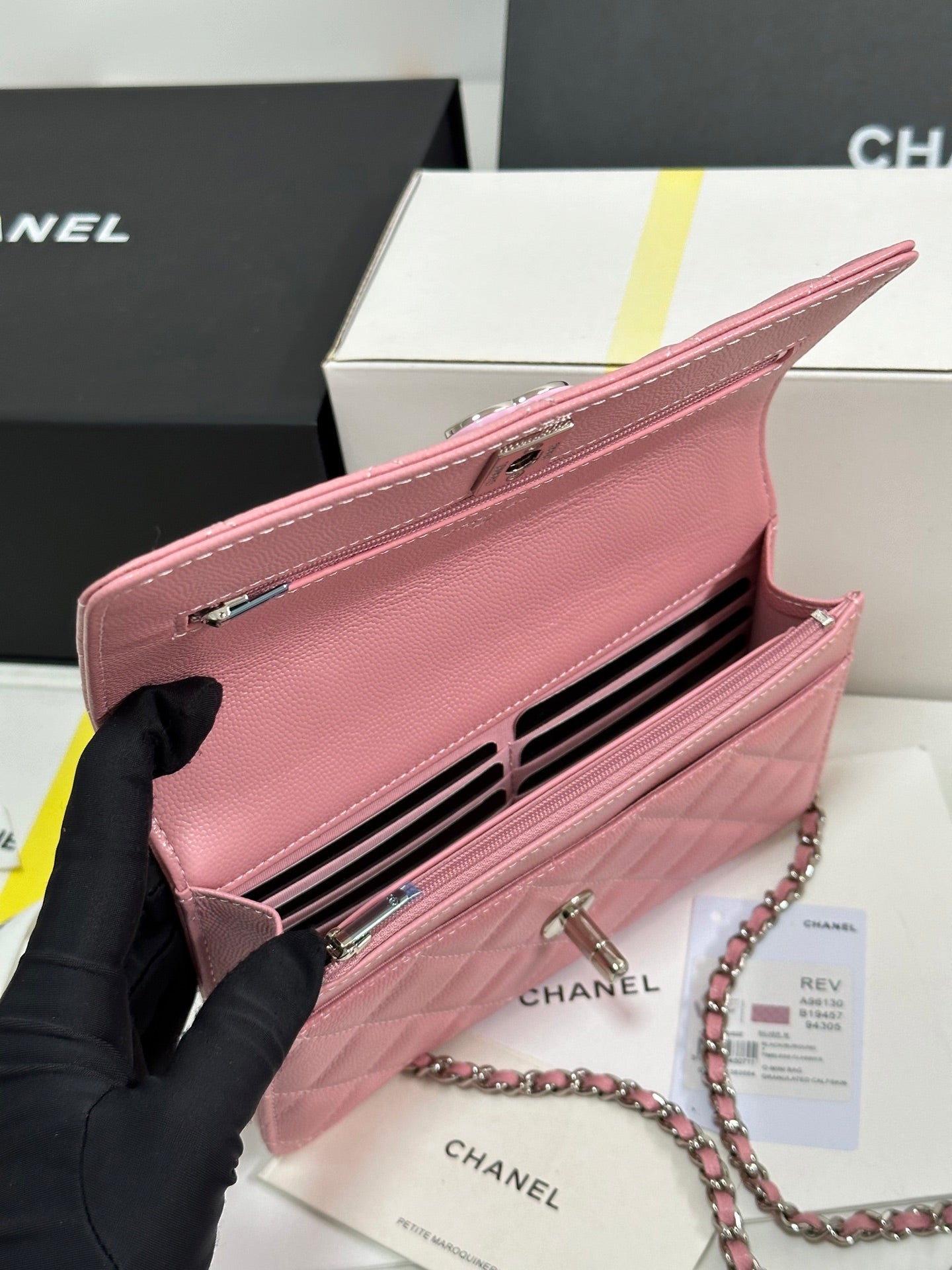 CC 25P Wallet Woc Handle 19cm Pink Pastel Leather Silver Hardware 243448 mysite