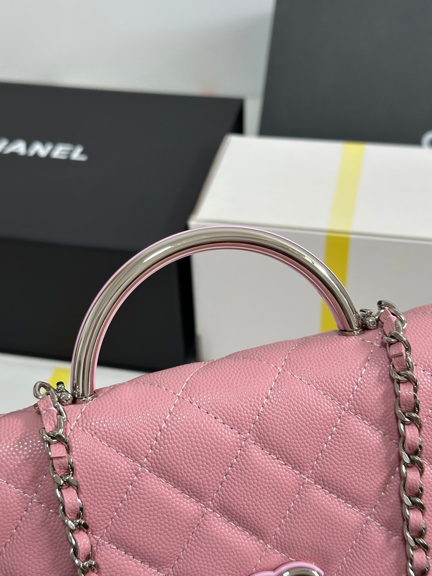 CC 25P Wallet Woc Handle 19cm Pink Pastel Leather Silver Hardware 243448 mysite