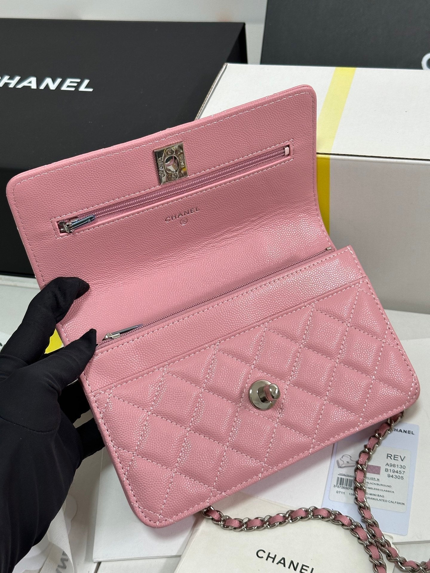 CC 25P Wallet Woc Handle 19cm Pink Pastel Leather Silver Hardware 243448 mysite