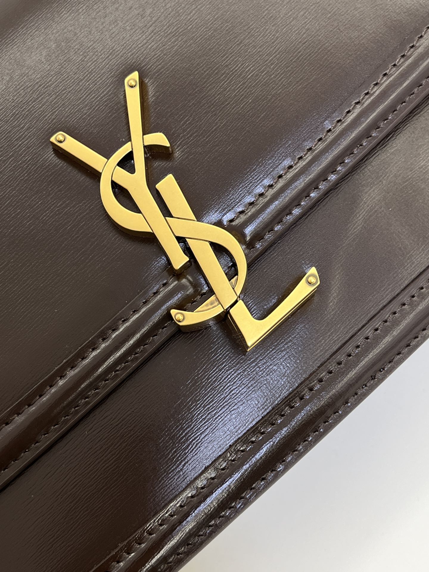 YSL Solferino Small Satchel Bag Brown Gold Calfskin 325451 mysite