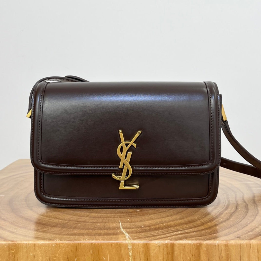 YSL Solferino Small Satchel Bag Brown Gold Calfskin 325451 mysite