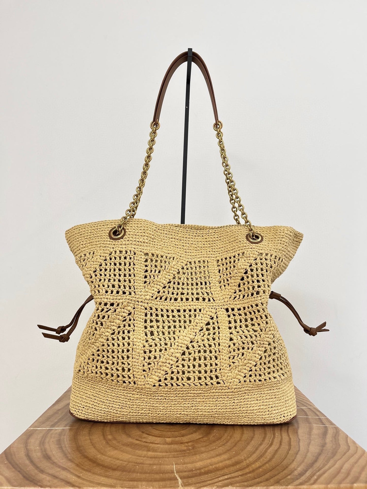 YSL Jamie Lucky Bag Beige Brown Raffia 339402 mysite