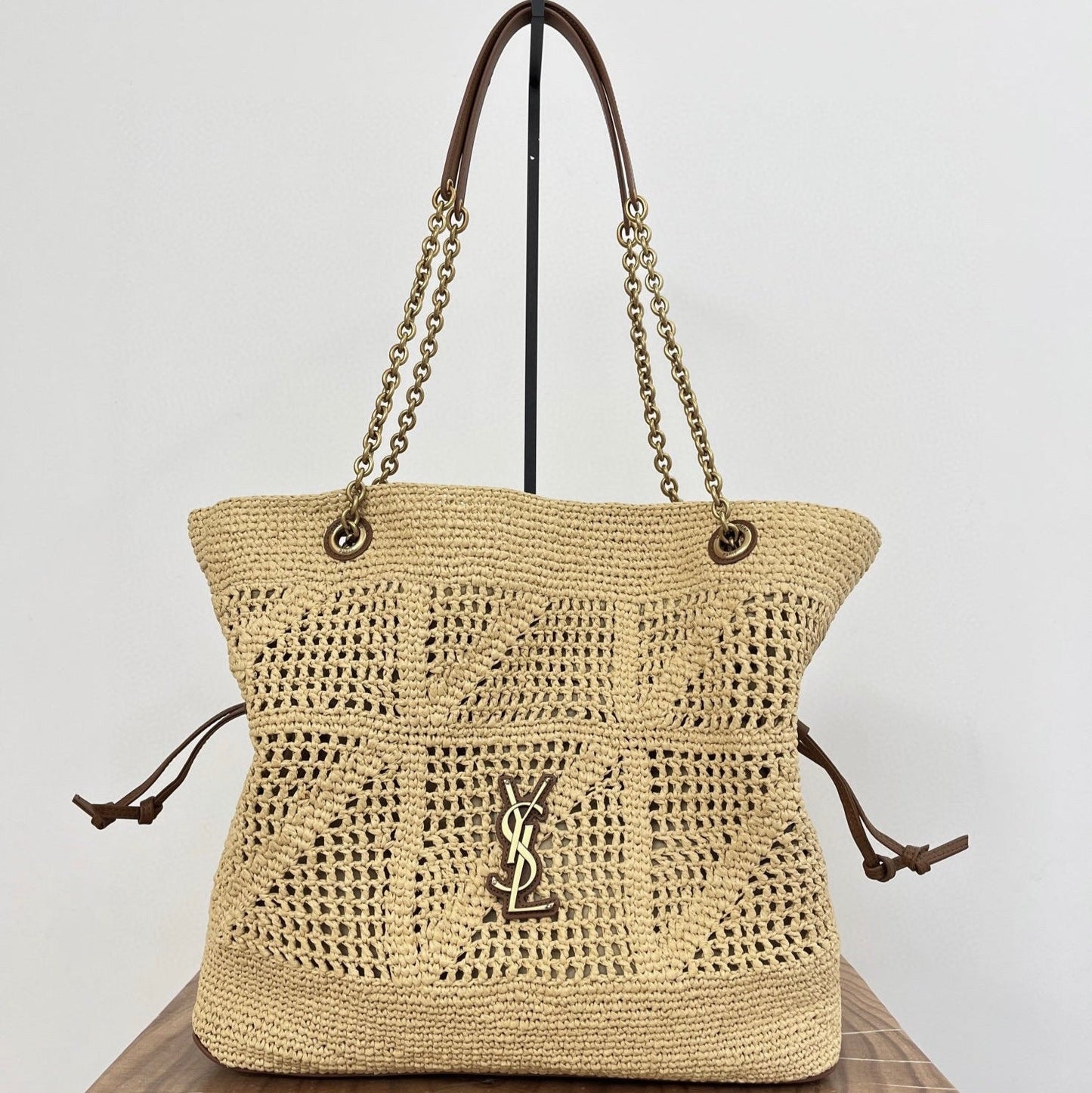 YSL Jamie Lucky Bag Beige Brown Raffia 339402 mysite