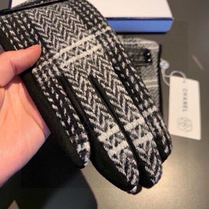 GLOVES IN BLACK MIX WHITE WOOL 429245 mysite