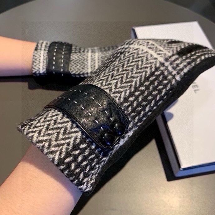 GLOVES IN BLACK MIX WHITE WOOL 429245 mysite