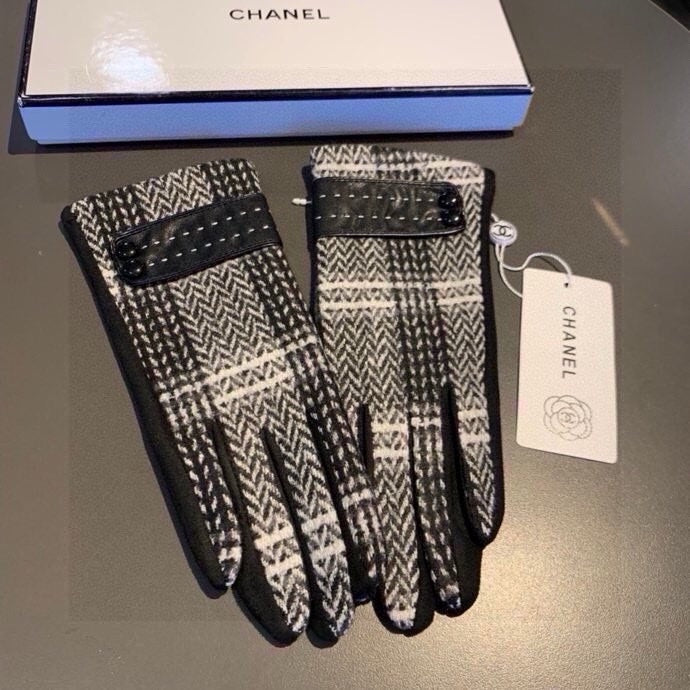 GLOVES IN BLACK MIX WHITE WOOL 429245 mysite