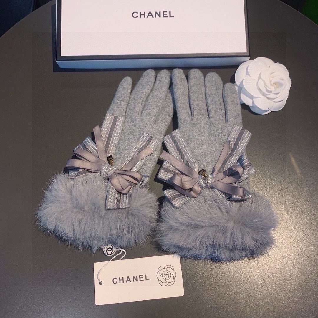 GLOVES IN DOLPHIN GRAY WOOL AND RABBIT FUR 441838 mysite