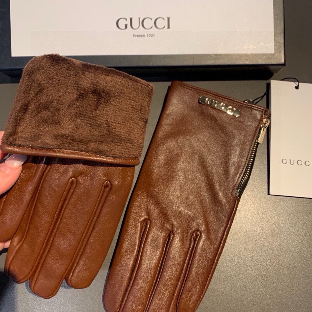 TOUCHSCREEN GLOVES WITH SIDE ZIPPER IN CARAMEL BROWN LAMBSKIN 456310 mysite