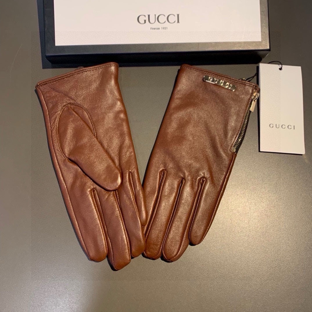 TOUCHSCREEN GLOVES WITH SIDE ZIPPER IN CARAMEL BROWN LAMBSKIN 456310 mysite