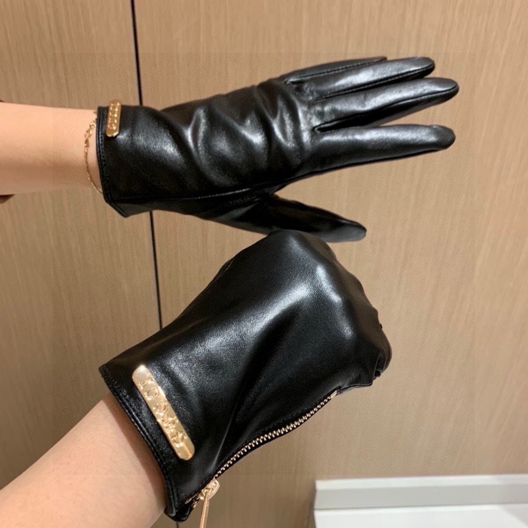 TOUCHSCREEN GLOVES WITH SIDE ZIPPER IN BLACK LAMBSKIN 456311 mysite