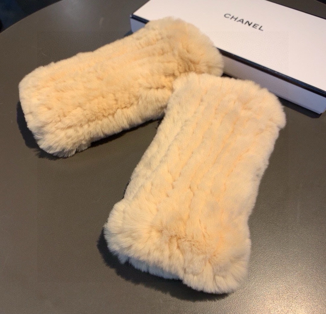 FINGERLESS HALF GLOVES IN BEIGE CREAM RABBIT FUR 462277 mysite
