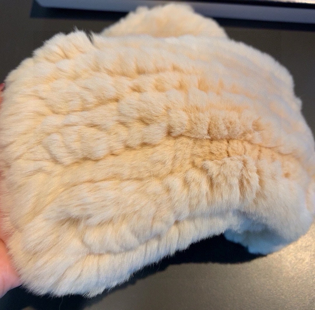 FINGERLESS HALF GLOVES IN BEIGE CREAM RABBIT FUR 462277 mysite