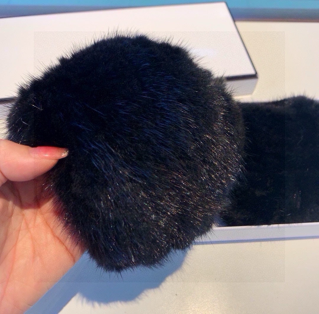 FINGERLESS HALF GLOVES IN BLACK RABBIT FUR 462278 mysite