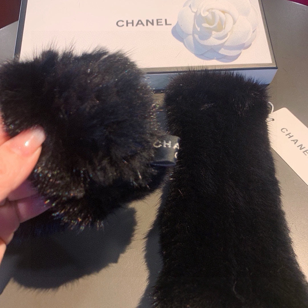 FINGERLESS GLOVES IN BLACK RABBIT FUR 462279 mysite