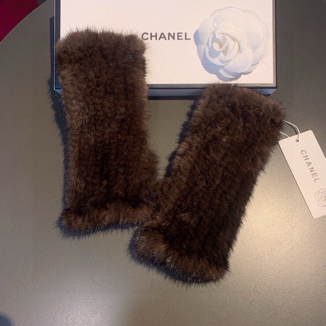 FINGERLESS GLOVES IN GINGERBREAD BROWN RABBIT FUR 462280 mysite