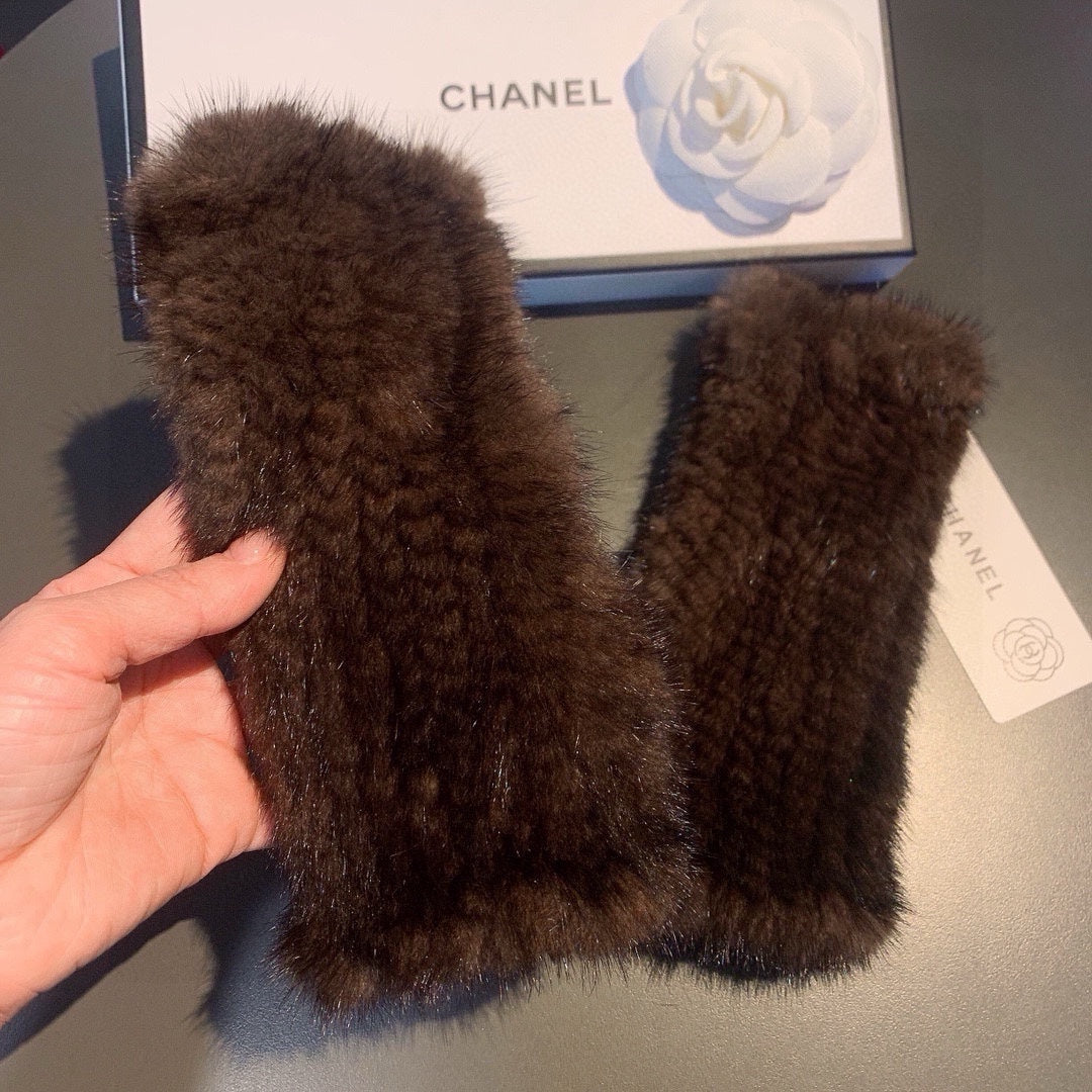 FINGERLESS GLOVES IN GINGERBREAD BROWN RABBIT FUR 462280 mysite
