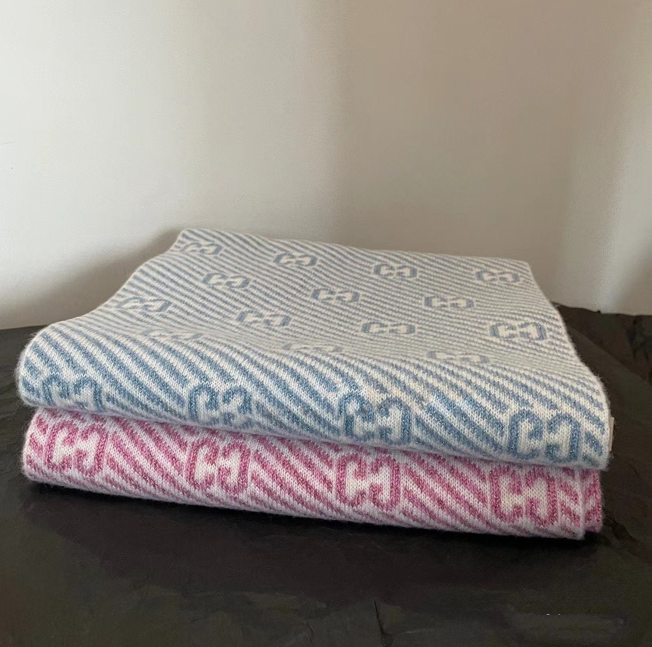 SCARF 195 CM IN SAPPHIRE BLUE WOOL 401496 mysite