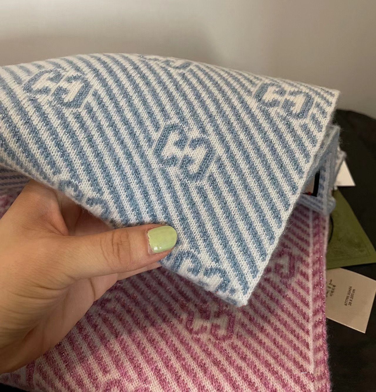 SCARF 195 CM IN SAPPHIRE BLUE WOOL 401496 mysite