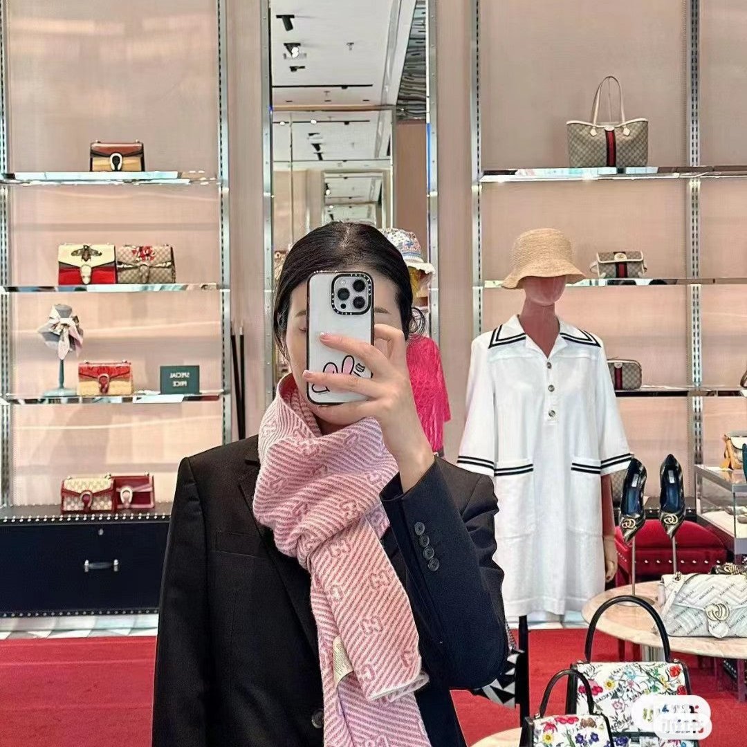 SCARF 195 CM IN LIGHT PINK WOOL 401497 mysite