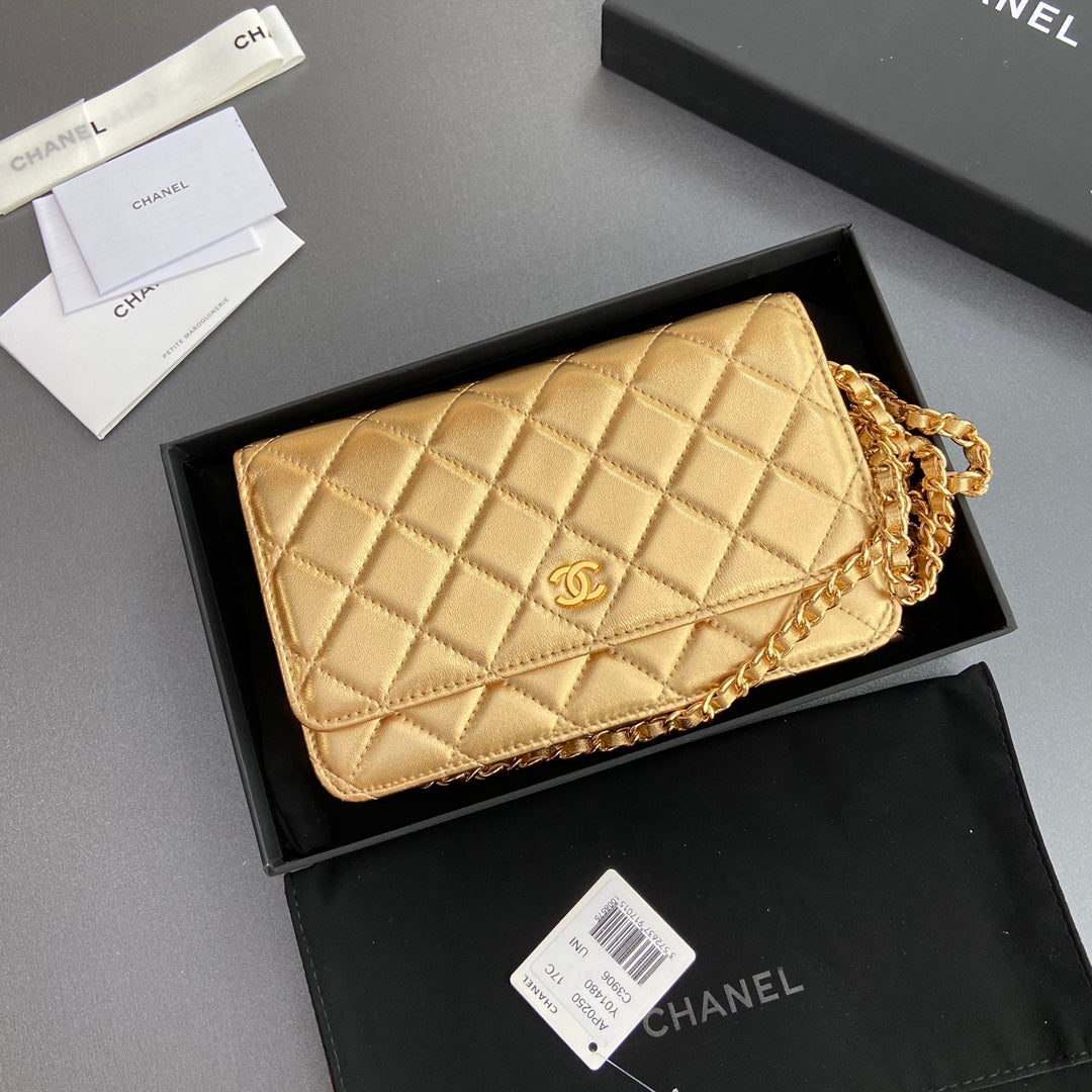 CC Woc 20cm Gold Metalic Calfskin Gold Hardware mysite