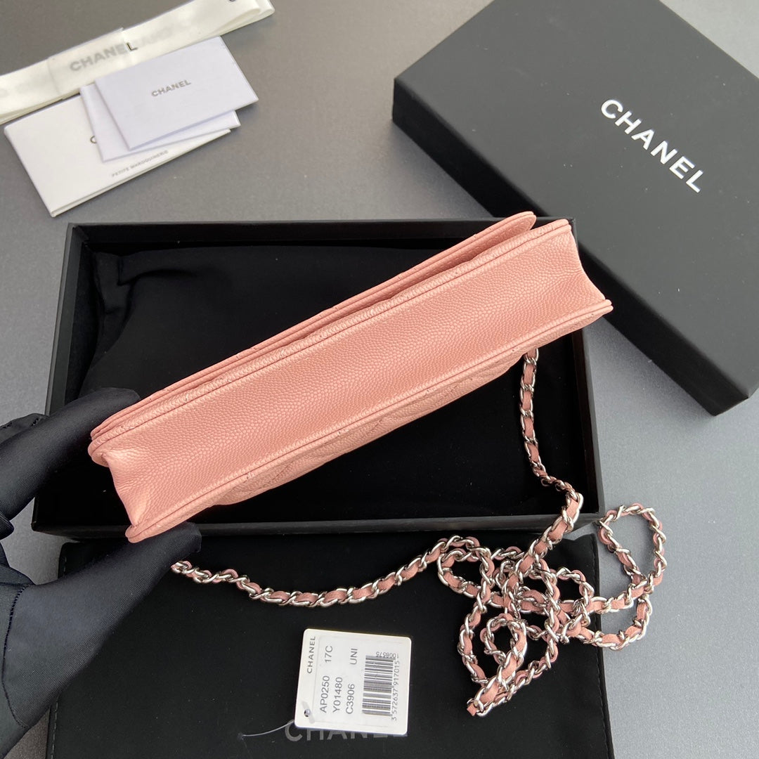 CC Woc 20cm Pink Grained Calfskin Silver Hardware mysite