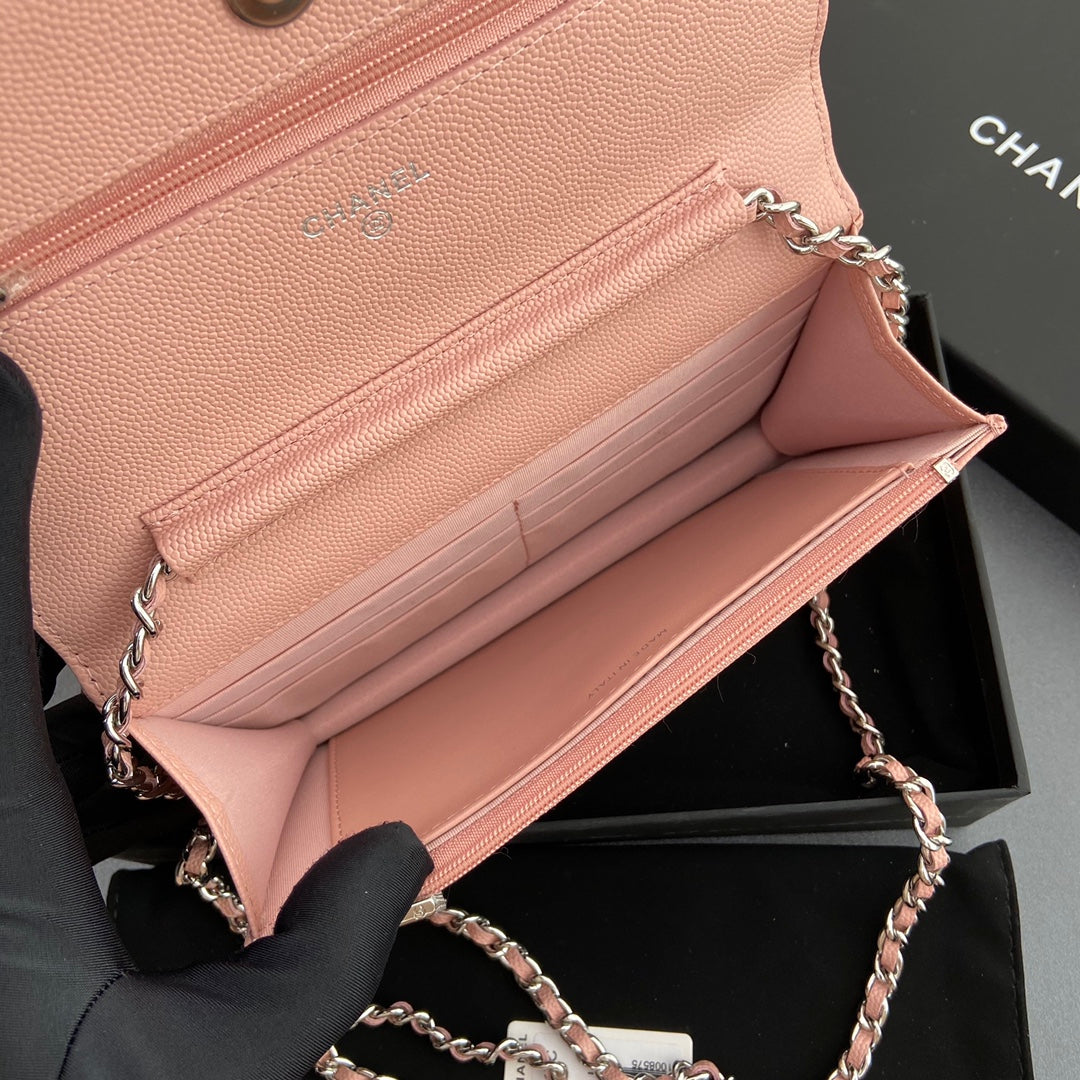 CC Woc 20cm Pink Grained Calfskin Silver Hardware mysite
