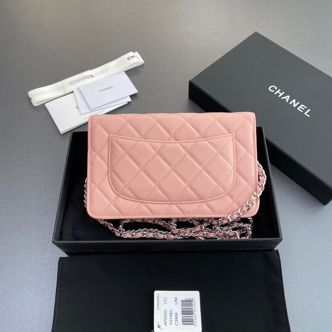 CC Woc 20cm Pink Grained Calfskin Silver Hardware mysite