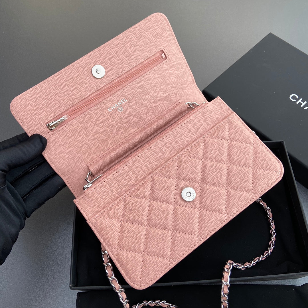 CC Woc 20cm Pink Grained Calfskin Silver Hardware mysite