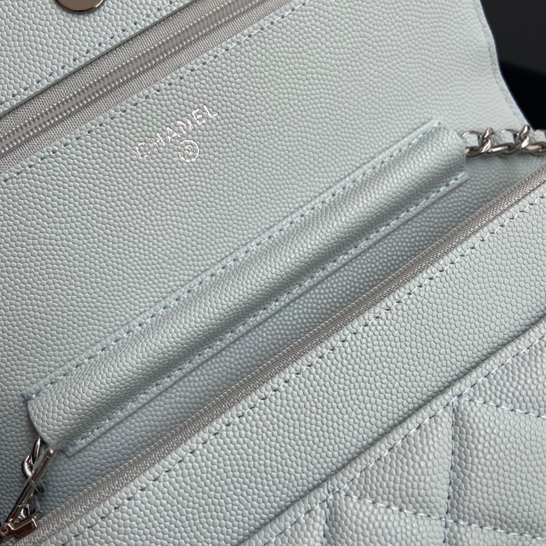 CC Woc 20cm Light Blue Grained Calfskin Silver Hardware mysite