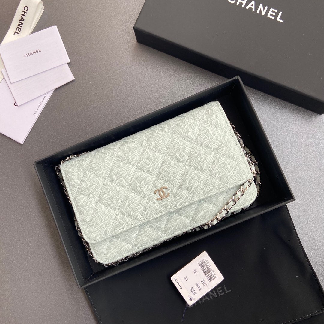 CC Woc 20cm Light Blue Grained Calfskin Silver Hardware mysite