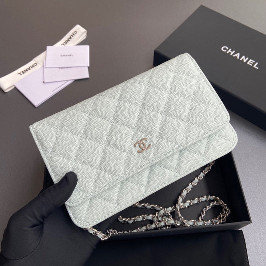 CC Woc 20cm Light Blue Grained Calfskin Silver Hardware mysite