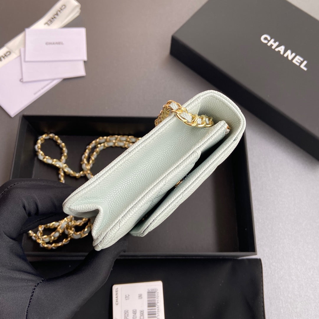 CC Woc 20cm Light Blue Grained Calfskin Gold Hardware mysite