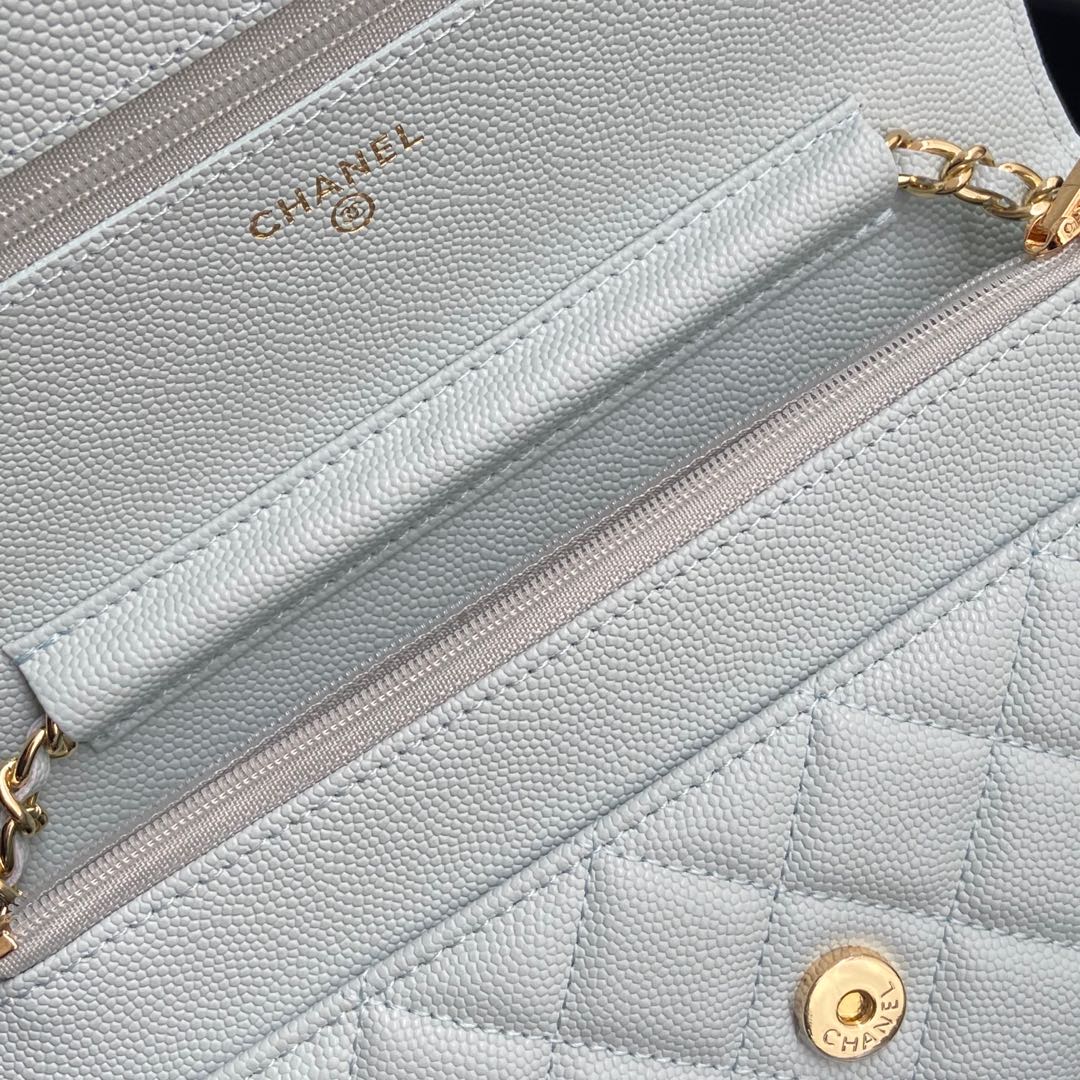 CC Woc 20cm Light Blue Grained Calfskin Gold Hardware mysite