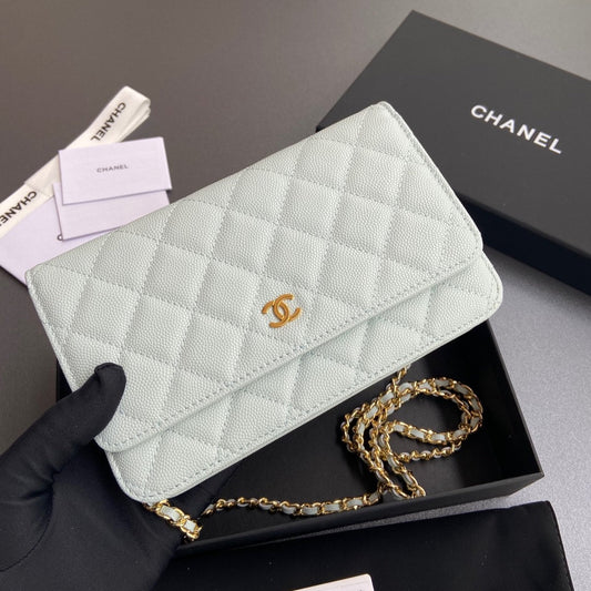 CC Woc 20cm Light Blue Grained Calfskin Gold Hardware mysite