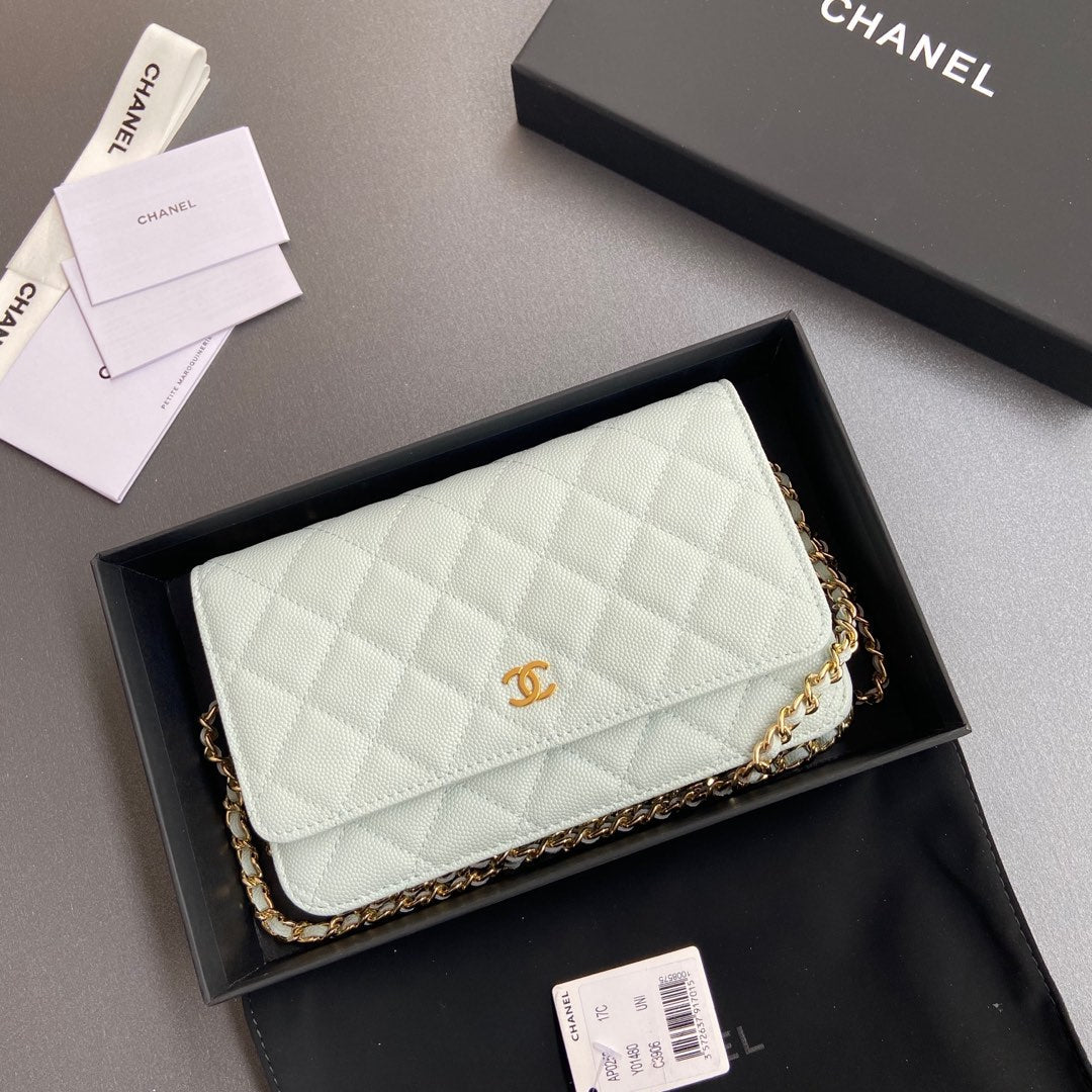 CC Woc 20cm Light Blue Grained Calfskin Gold Hardware mysite