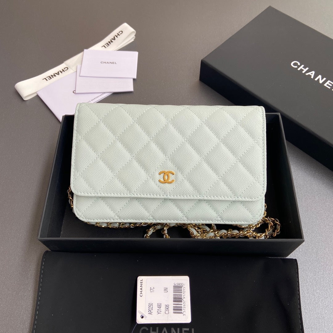 CC Woc 20cm Light Blue Grained Calfskin Gold Hardware mysite