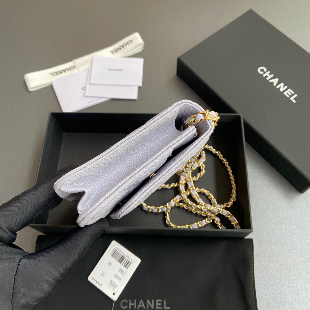 CC Woc 20cm Light Blue Grained Calfskin Gold Hardware mysite