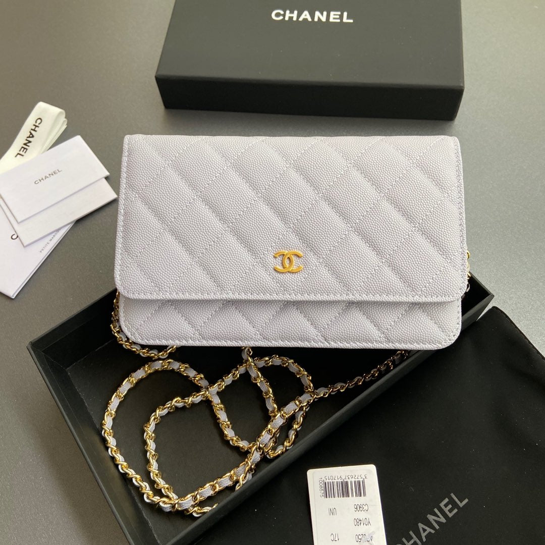 CC Woc 20cm Light Blue Grained Calfskin Gold Hardware mysite