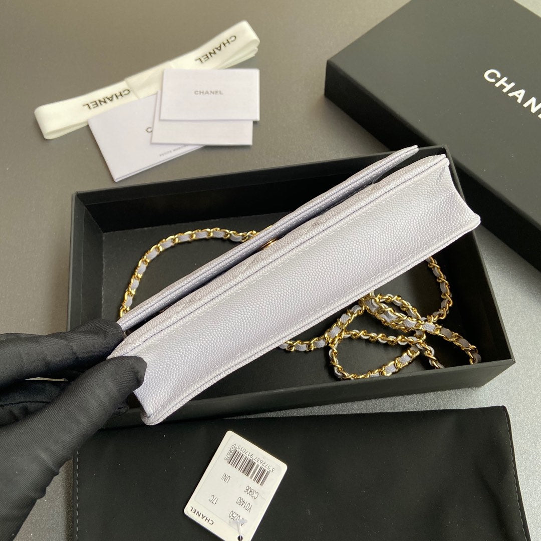 CC Woc 20cm Light Blue Grained Calfskin Gold Hardware mysite