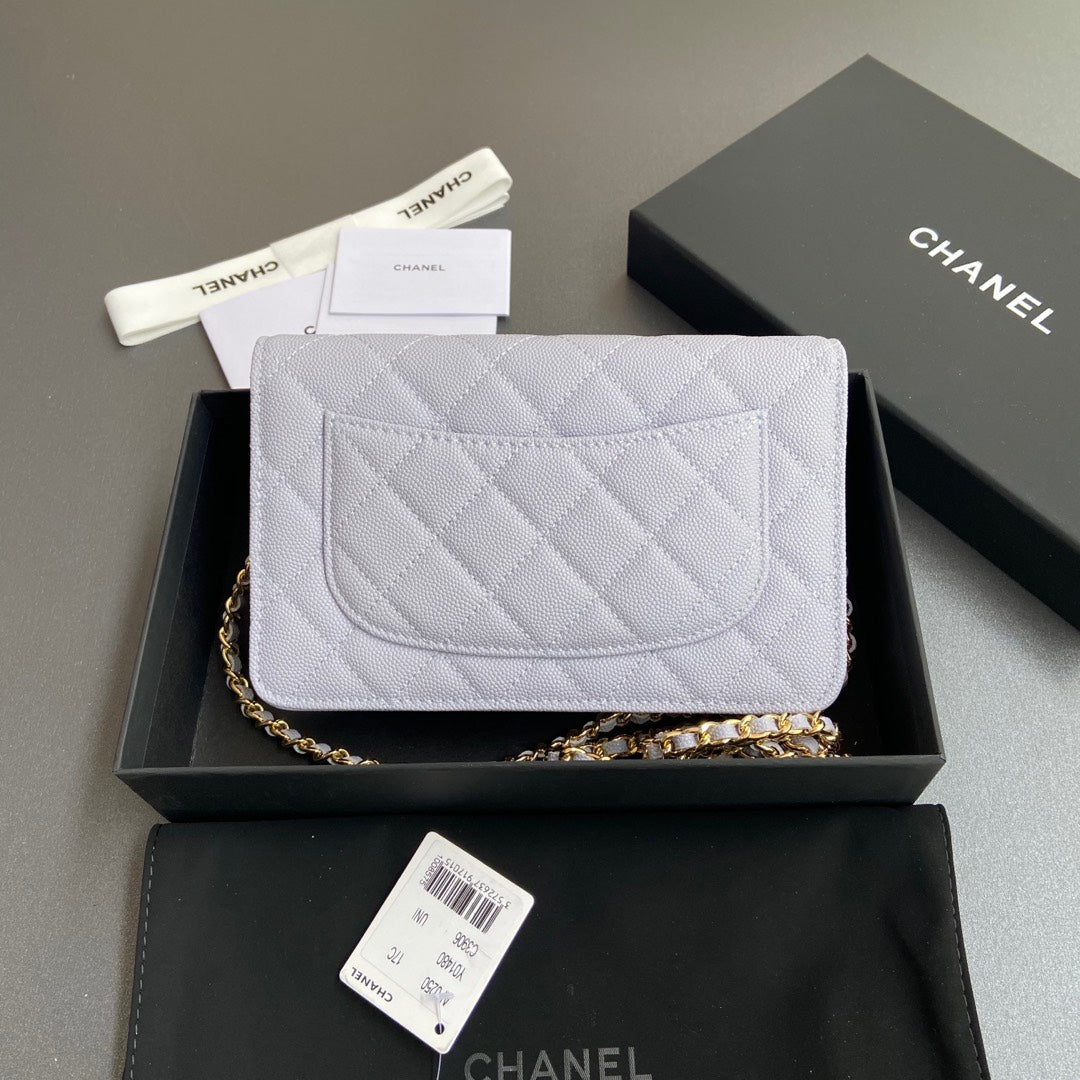 CC Woc 20cm Light Blue Grained Calfskin Gold Hardware mysite