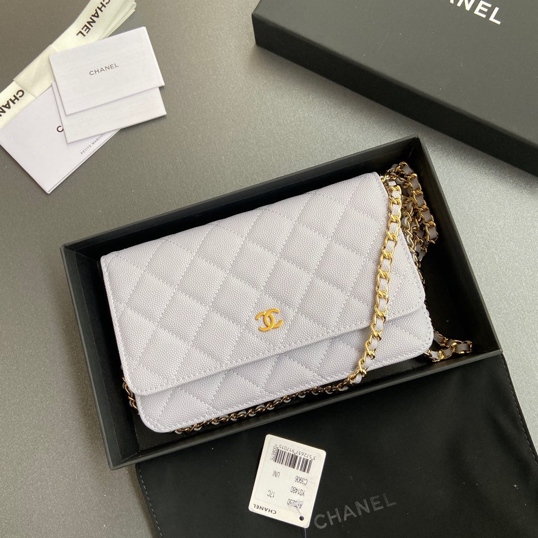 CC Woc 20cm Light Blue Grained Calfskin Gold Hardware mysite