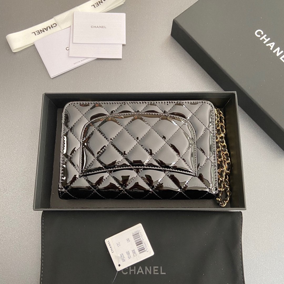 CC Woc 20cm Black Patent Calfskin Gold Hardware mysite