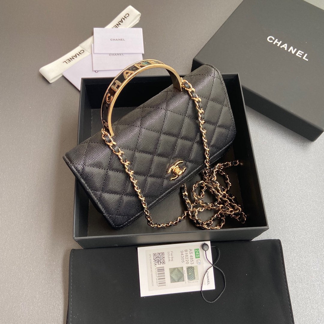 CC Woc 20cm Top Handle Black Grained Calfskin mysite